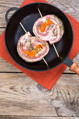 Pork with carrots and spicy herbs for baking