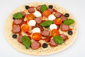 Pizza raw semifinished product before baking