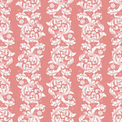 Vector damask seamless pattern background. Classical luxury old fashioned damask ornament, royal victorian seamless texture for wallpapers, textile, wrapping. Exquisite floral baroque template.