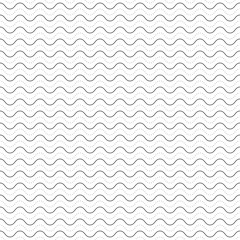 Vector monochrome texture, subtle geometric seamless pattern, horizontal thin wavy lines, dots, bends. Abstract minimalist black & white background. Stylish design for prints, decor, textile, digital