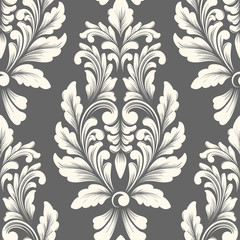 Vector damask seamless pattern element. Classical luxury old fashioned damask ornament, royal victorian seamless texture for wallpapers, textile, wrapping. Exquisite floral baroque template.