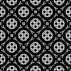 Ornament seamless pattern, arabic monochrome texture, geometric tiles. Repeat abstract black & white background. Illustration of rounded lattice in oriental style. Design for prints, decor, textile