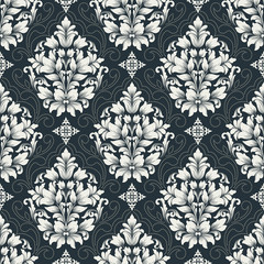 Vector damask seamless pattern background. Classical luxury old fashioned damask ornament, royal victorian seamless texture for wallpapers, textile, wrapping. Exquisite floral baroque template.