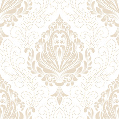 Vector damask seamless pattern element. Classical luxury old fashioned damask ornament, royal victorian seamless texture for wallpapers, textile, wrapping. Exquisite floral baroque template.