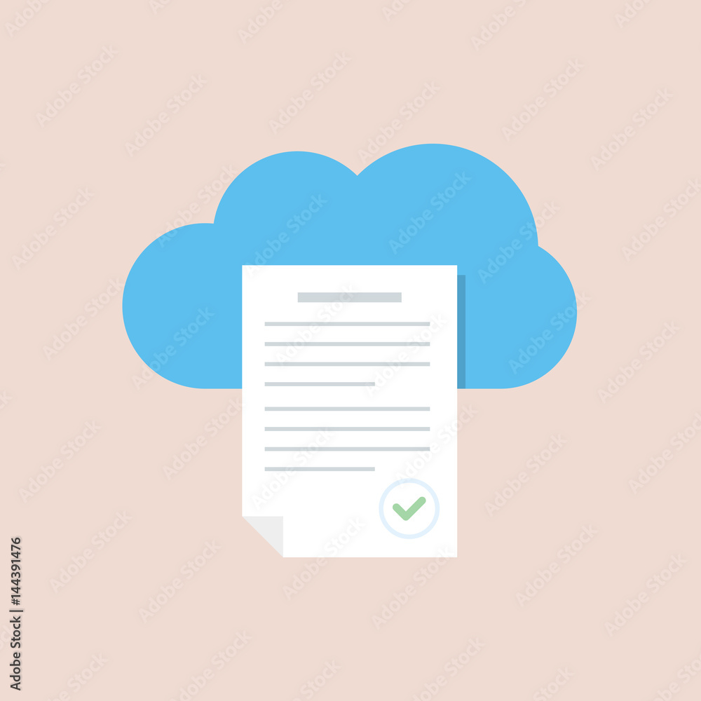 Poster text document in the cloud storage icon. cloud service. flat illustration isolated on color backgrou