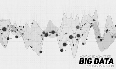Big data grayscale visualization. Futuristic infographic. Information aesthetic design. Visual data complexity. Complex data threads graphic visualization. Social network representation.