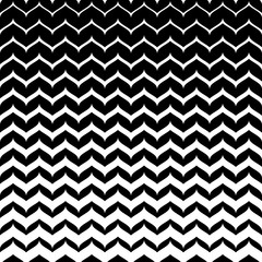 Vector monochrome texture, black & white seamless pattern with curly zigzag lines. Abstract geometric background. Halftone transition effect. Smooth stripes, repeat tiles. Design for decor, textile