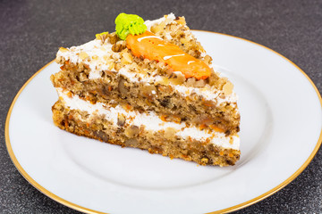 Slice of carrot biscuit cake