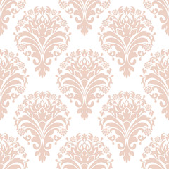 Vector damask seamless pattern background. Classical luxury old fashioned damask ornament, royal victorian seamless texture for wallpapers, textile, wrapping. Exquisite floral baroque template.