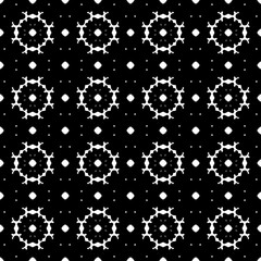Vector ornamental monochrome texture. Stylish elegant black & white seamless pattern. Floral motif, smooth geometric shapes. Dark abstract background, repeat tiles. Design element for cover, decor