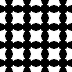 Vector monochrome texture, black & white checkered seamless pattern with simple plump rounded shapes. Illustration of grate. Abstract endless background. Design element for prints, decoration, cover