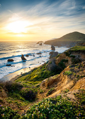 Coastal Cliffs at Sunset © Anthony