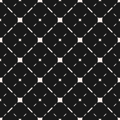 Fototapeta premium Vector minimalist seamless pattern. Stylish modern geometric texture with simple elements, thin diagonal lines. Black & white abstract background. Dark illustration of mesh. Design for prints, decor