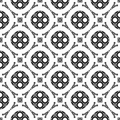 Ornament seamless pattern, arabic monochrome texture, geometric tiles. Repeat abstract black & white background. Illustration of rounded lattice in oriental style. Design for prints, decor, cover, web