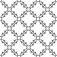 Monochrome ornamental seamless pattern. Vector abstract geometric texture in oriental arabiс style. Islamic theme, black & white mosaic background. Design element for prints, textile, fabric, cover
