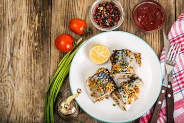 Baked mackerel with mustard seeds