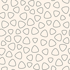 Vector seamless pattern, abstract geometric texture with simple linear figures, rounded triangular shapes. Stylish modern monochrome square background. Design element for prints, cover, furniture, web