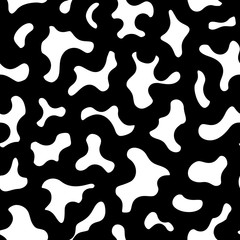 Vector seamless pattern, smooth patches texture. Abstract monochrome geometric background. Black & white camouflage illustration. Dark design for prints, digital, covers, furniture, fabric, textile