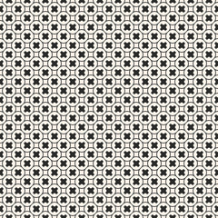 Vector seamless pattern, stylish monochrome geometric texture with small smooth crosses, outline circular grid. Abstract repeat background. Design for tileable print, decor, covers, textile, fabric