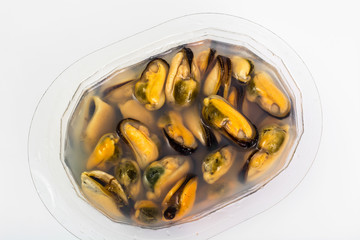 Marinated mussels in brine