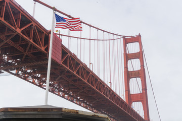 Fototapeta na wymiar Old Civil War era seacoast fort under the Golden Gate Bridge in San Francisco