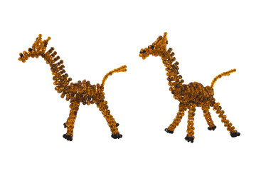 Isolated beaded giraffe toy side and angle view photo.