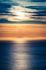 Obraz premium Stunning dusk over ocean as background, Scotland, UK