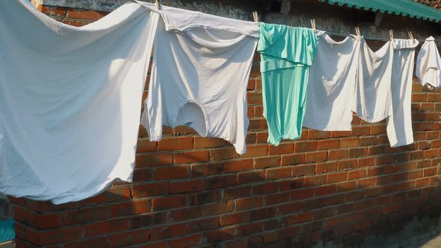 laundry hanging on the clothesline
