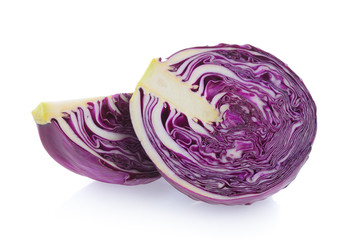 Fototapeta premium Purple cabbage slice on white background