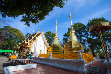 Naklejka premium Phra That Doi Tung Temple, Chiang Rai Province, Thailand. 