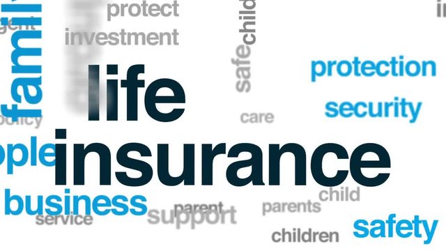 Life insurance animated word cloud, text design animation.