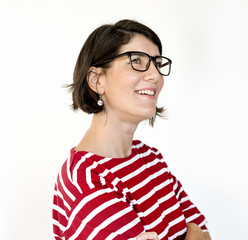 Asian Woman Smiling Face Expression Studio Portrait