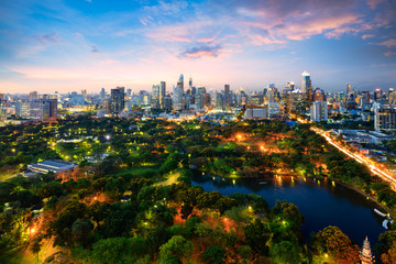 Fototapeta na wymiar Lumpini park, The lungs of Bangkok city, Thailand