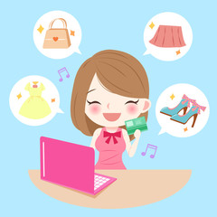 woman with internet shopping