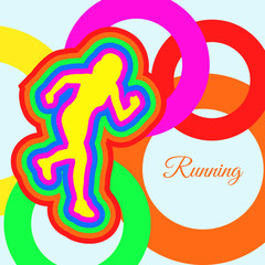 running woman color silhouette color vector eps 10