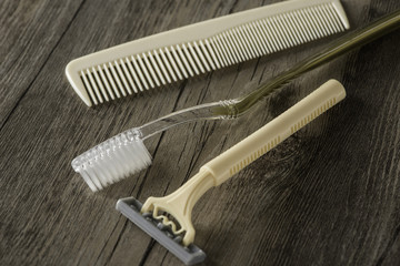 Disposable Products on wooden table