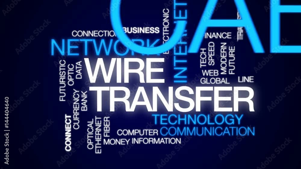 Poster wire transfer animated word cloud, text design animation.