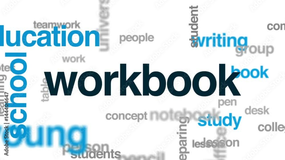 Poster workbook animated word cloud, text design animation.