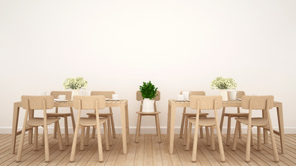 Dining area in restaurant or coffee shop clean design - 3D Rendering