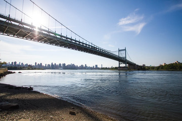 Triborough bridge over the river and shore, Astoria, New York
