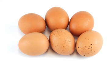 fresh chicken eggs isolated on white background