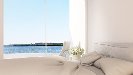 Fototapeta na wymiar bedroom and terrace view in hotel - 3D Rendering