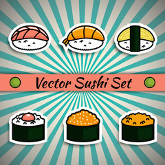 Vector sushi set