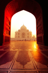View from taj mahal mosque, Agra, Uttar Pradesh, India - obrazy, fototapety, plakaty