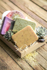 Spa soap in a wooden box