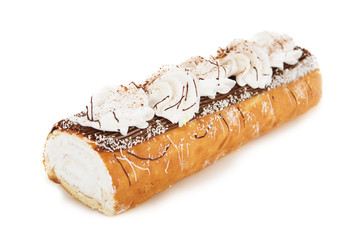 biscuit Swiss roll isolated on white