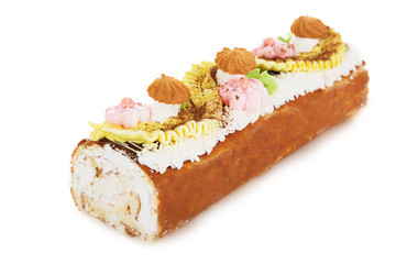 biscuit Swiss roll isolated on white