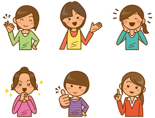 いろいろな女性の表情セット