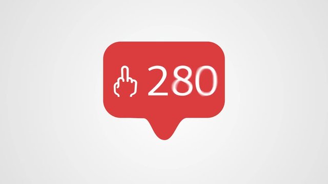 animation - modern middle finger up ( fuck ) red icon on white background. Poor attitude to social networks or the Internet