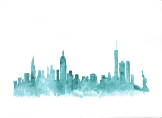 Watercolor skyline of new york city in USA - obrazy, fototapety, plakaty